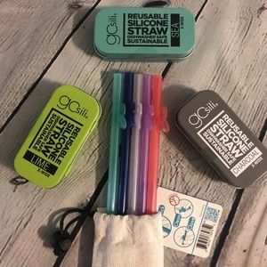 NWT GoSili® 8.5" Extra Wide Silicone Straws - 3pk➕10.5” FantaSea Multicolor 5pcs
